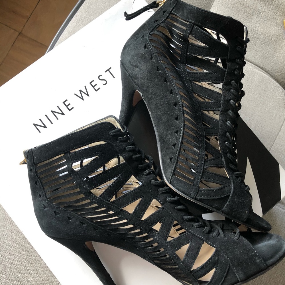 Black Suede Bootie Sandals